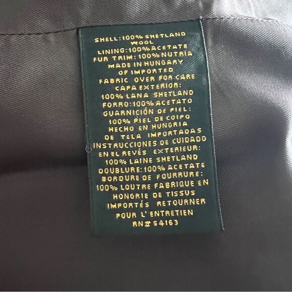 COLE HAAN Country Elegant Hooded Coat Brown Grey Color Button Down Size M - Picture 8 of 8